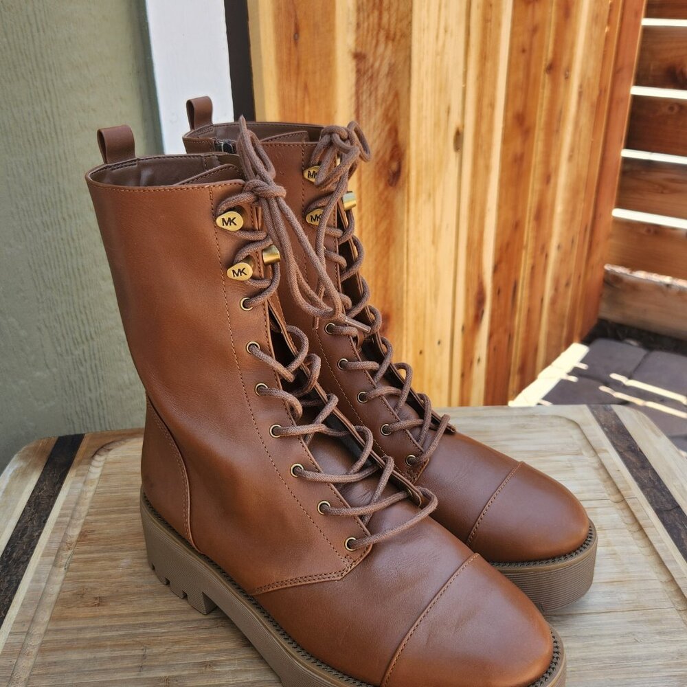 NWOB Michael Michael Kors Bryce Leather Platform Combat Boot - Picture 2 of 5